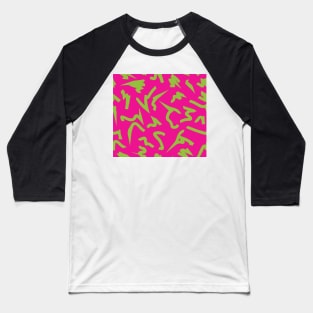 Dopamine Hot Pink and Neon Lime Green Bright Retro 80's Eighties Abstract Scribble Baseball T-Shirt